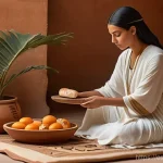 바스테트와 고양이 여신 - **Prompt 1: Serene Egyptian Home with a Sacred Cat**
An intricately detailed image of an ancient...