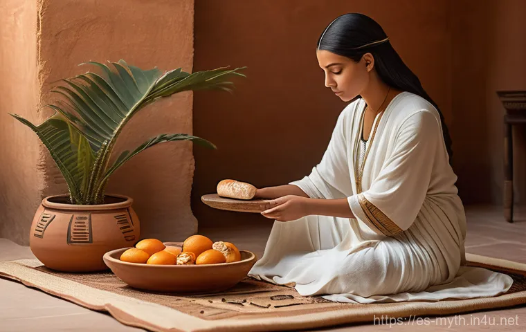 바스테트와 고양이 여신 - **Prompt 1: Serene Egyptian Home with a Sacred Cat**
An intricately detailed image of an ancient...