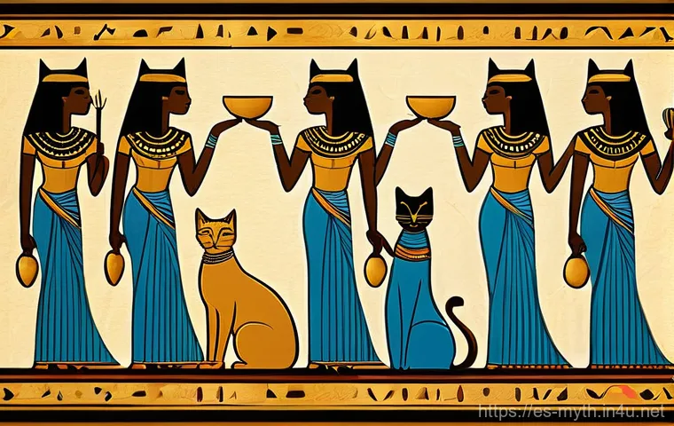 바스테트와 고양이 여신 - **Prompt 1: Serene Egyptian Home with a Sacred Cat**
An intricately detailed image of an ancient... 바스테트와 고양이 여신 - **Prompt 1: Serene Egyptian Home with a Sacred Cat**
An intricately detailed image of an ancient...