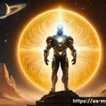 Home 19 히페리온과 태양의 신 - A majestic and abstract depiction of Hyperion, the primordial Titan of cosmic light and energy, port...