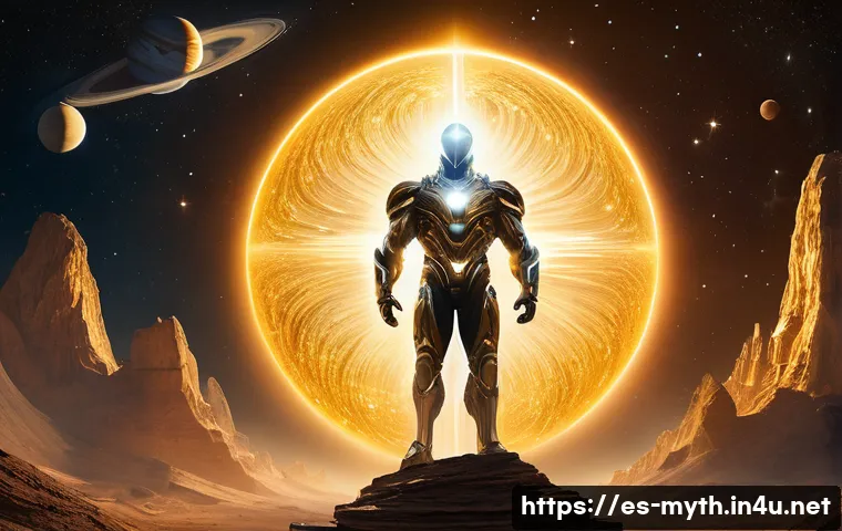 히페리온과 태양의 신 - A majestic and abstract depiction of Hyperion, the primordial Titan of cosmic light and energy, port...