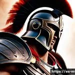Home 19 아레스와 전쟁 신화 - Ares depicted as a powerful Greek god of war wearing shining bronze armor, a detailed Corinthian hel...